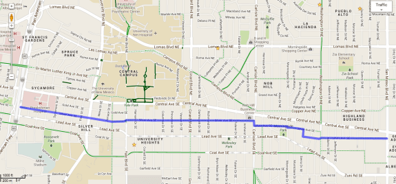 As you can see, the Silver Avenue Bicycle Boulevard ends at the interstate.  