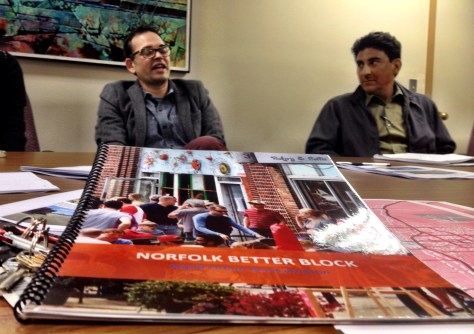 City staff meeting. The book in the foreground is a report from a successful project in Norfolk, VA.