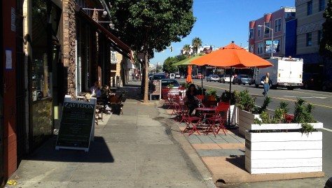 Parklet on Valencia St. in San Fransisco.  If all goes as planned, these will soon be appearing all over Albuquerque!  