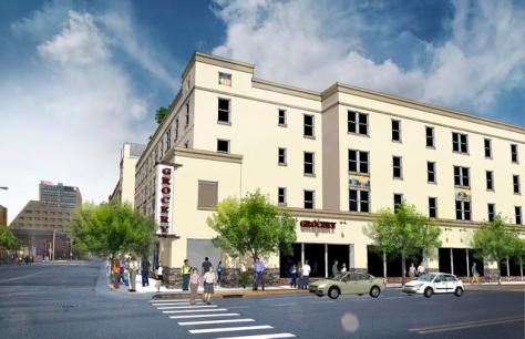 A rendering of the Imperial Building, looking west from the corner of 2nd and Silver.