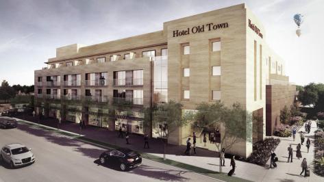 A rendering of the new hotel being constructed in Old Town.