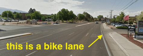According to the CABQ bike map, this is a bike lane on Wyoming between Osuna and Academy. 