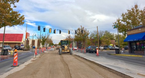 Albuquerque Rapid Transit construction in Historic Hunning Highlands / East Downtown. When complete this segment will feature widened sidewalks, and uphill bike lane, a bi-directional bus lane and one general traffic lane in each direction. For more info, visit the project website: http://www.brtabq.com/. 