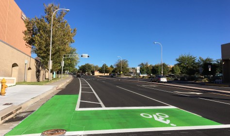 MLK looking east at the Edith intersection. Though there are still issues with some of the intersections along the corridor, the changes have overall created a vastly improved cycling environment. 